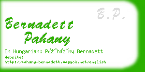 bernadett pahany business card